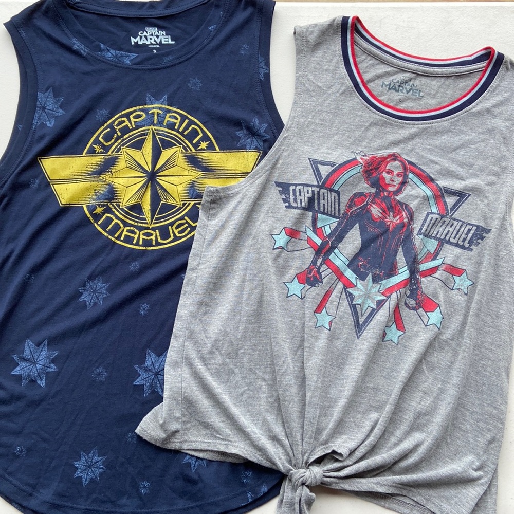 2 Captain Marvel tank tops size small